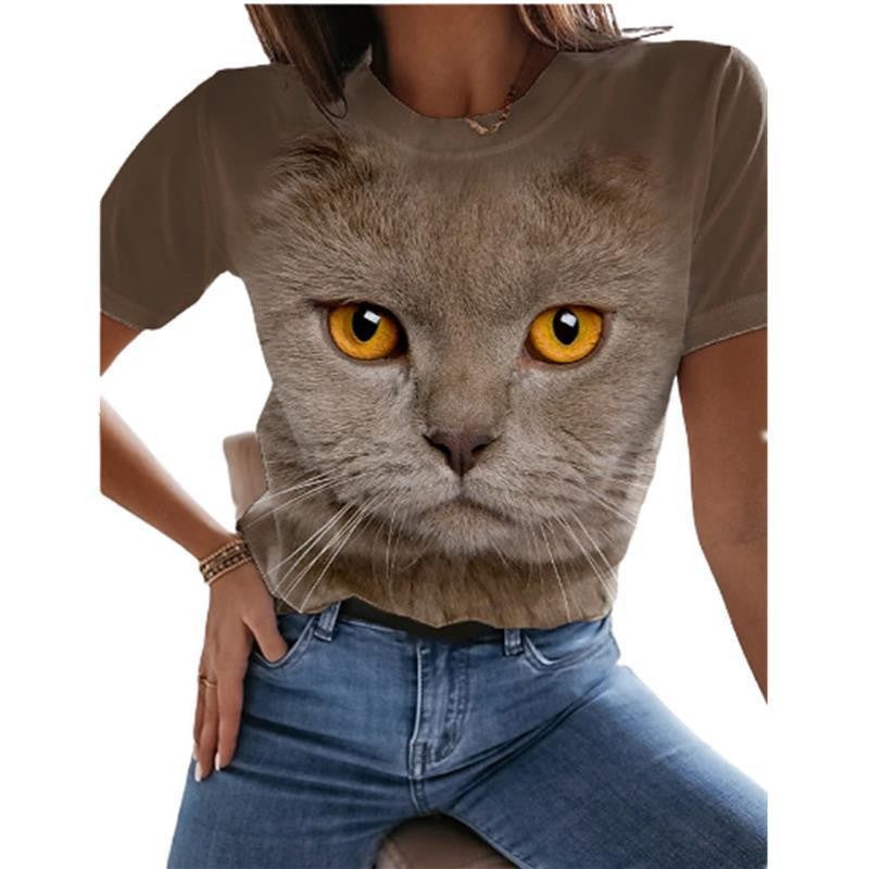 Short-Sleeved Loose Cute Puppy T-Shirt For Women