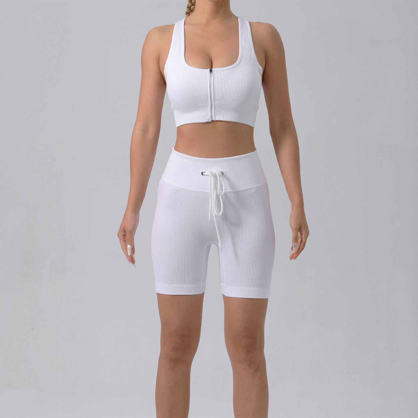 Running Training Padded Bra Quick-Drying Ribbed Womens Yoga Outfit Set