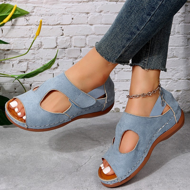 Low-Heel Velcro Sandals For Women