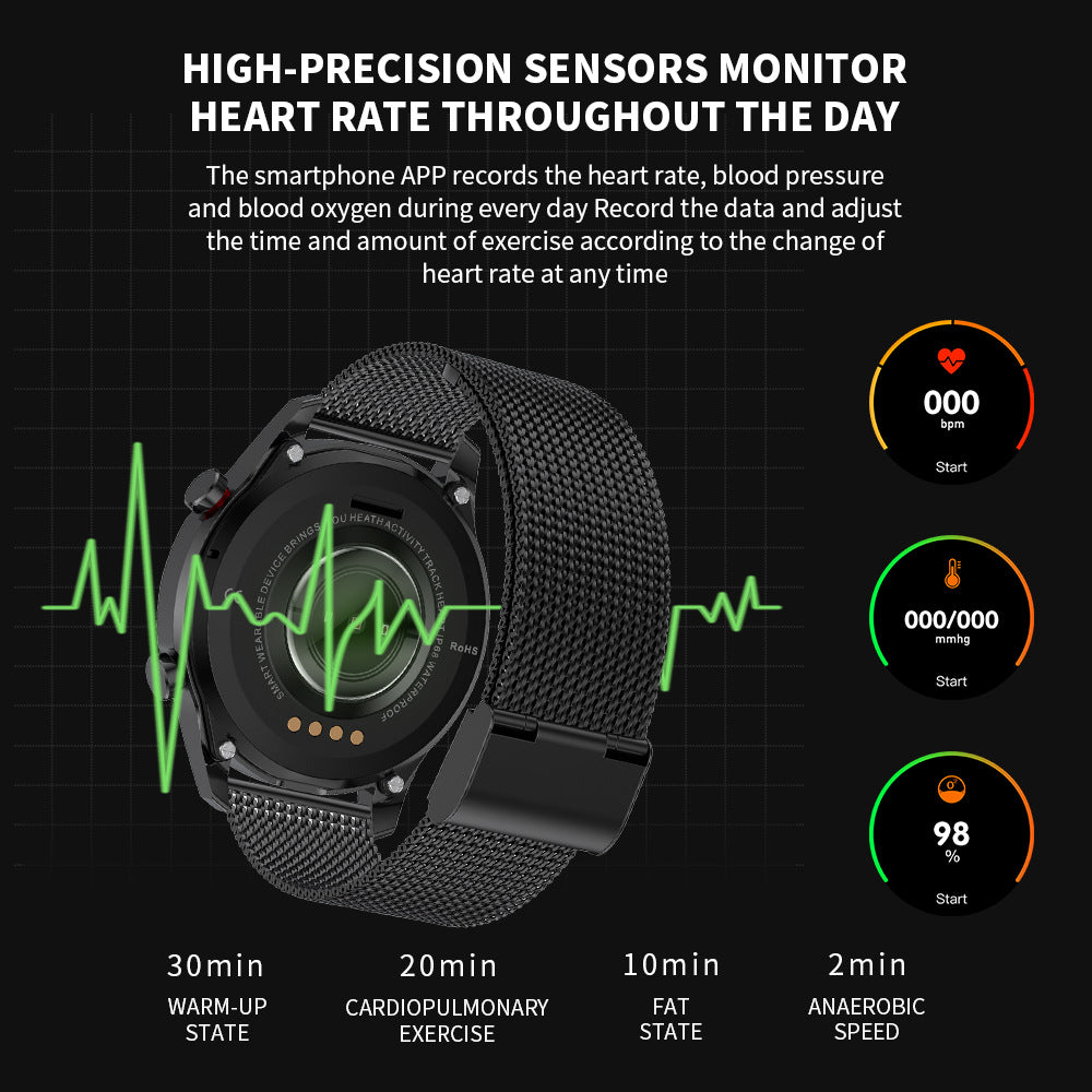 Steel Band Health Monitoring Bluetooth Watch