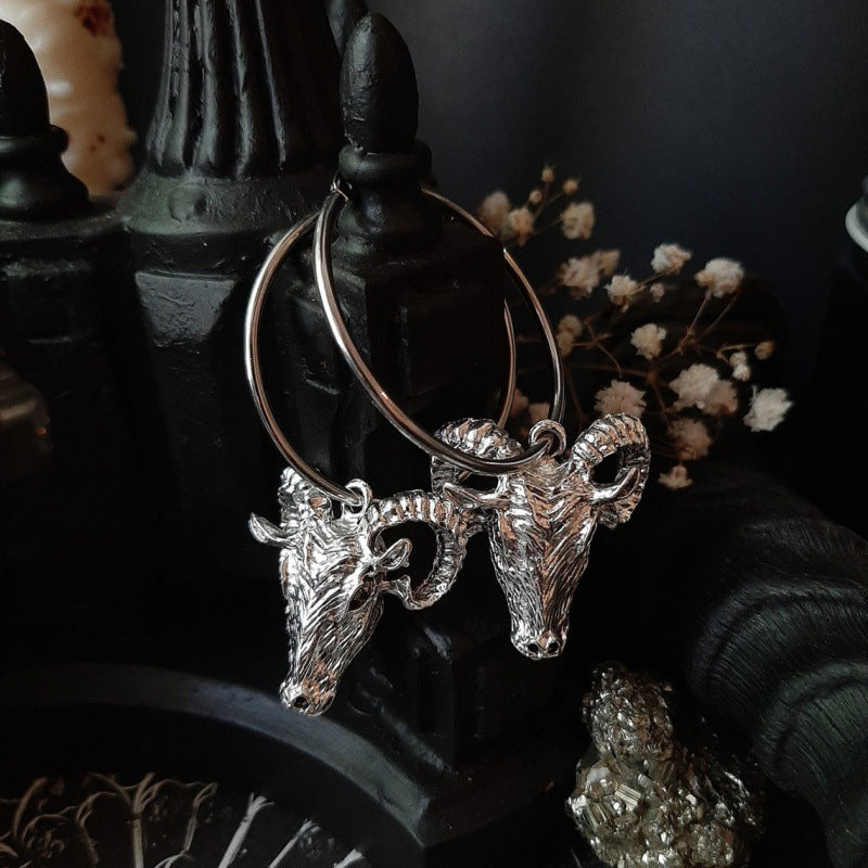 New Baphomet Style Goat Hoop Earrings