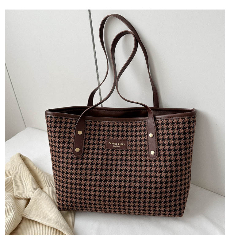 Houndstooth Shoulder Handbag