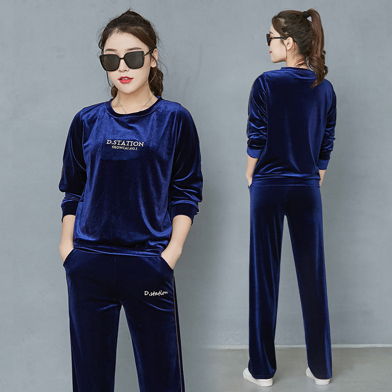 Wide Leg Trousers For Women In A Velvet Tracksuit