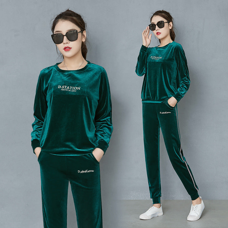 Wide Leg Trousers For Women In A Velvet Tracksuit