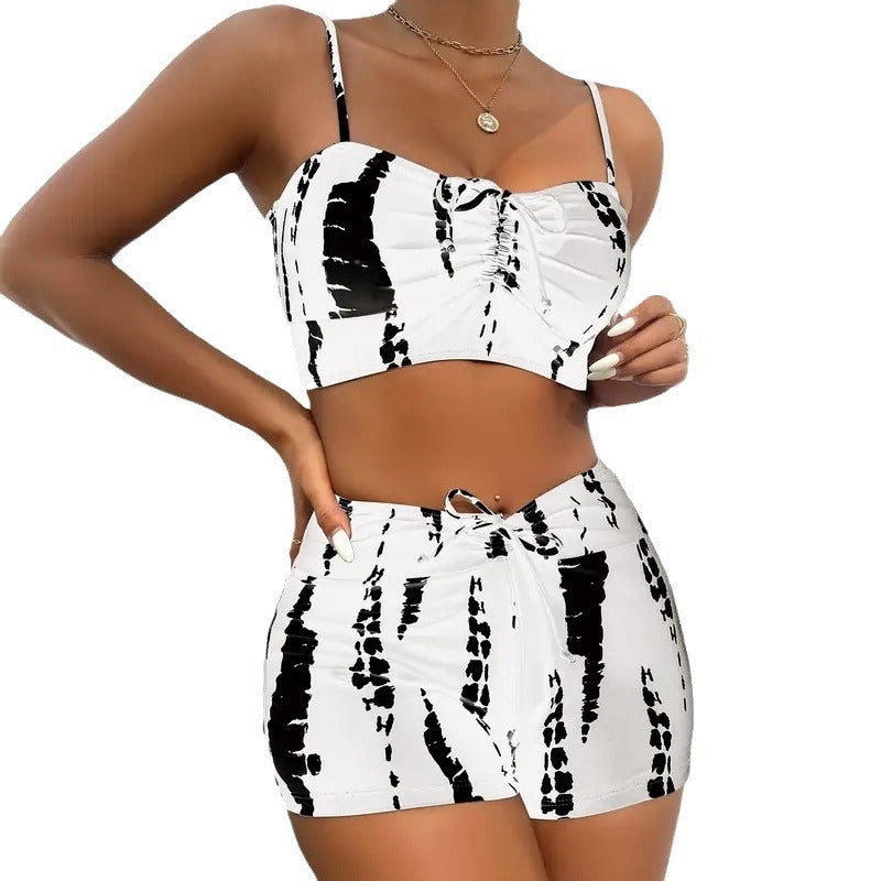 Tight-fitting High-waisted Bikini Two-piece Boxer-style Modest Swimwear