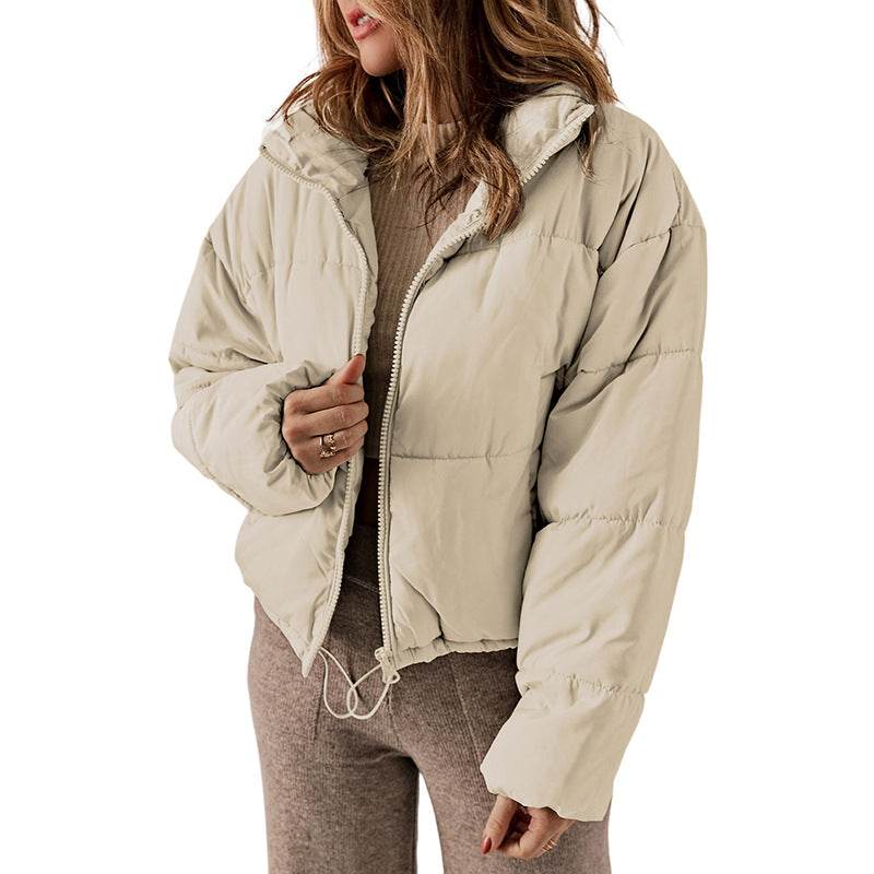 Stand-Up Collar Cotton-Padded Jacket For Women