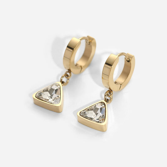 Triangular Zircon Drop Hoop Earrings