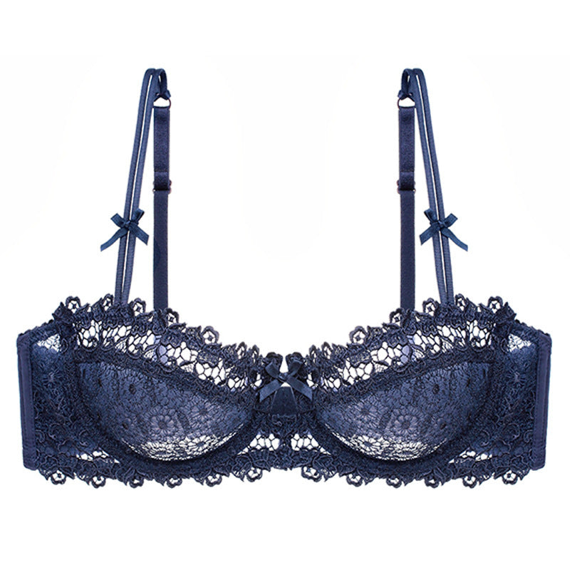 European And American-style Sexy Lingerie Ultra-thin Half-cup, Water-soluble Embroidered Lace Bra
