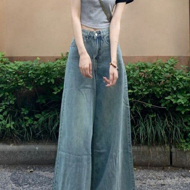 Washed-Out Vintage Wide-Leg Jeans