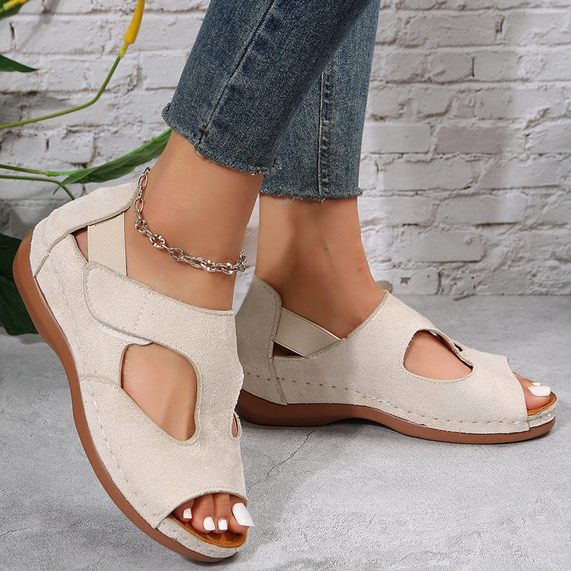 Low-Heel Velcro Sandals For Women