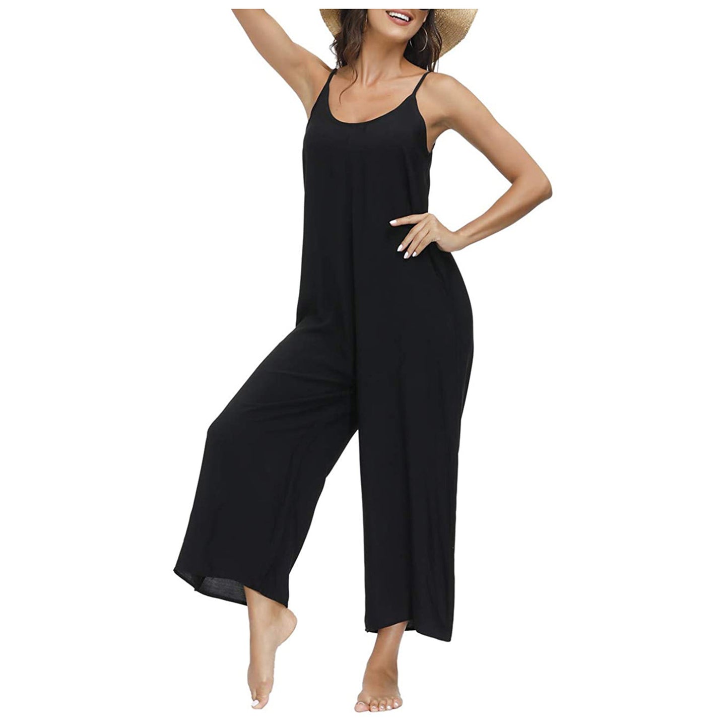 Sling-Pocket Casual Wide-Leg Jumpsuit