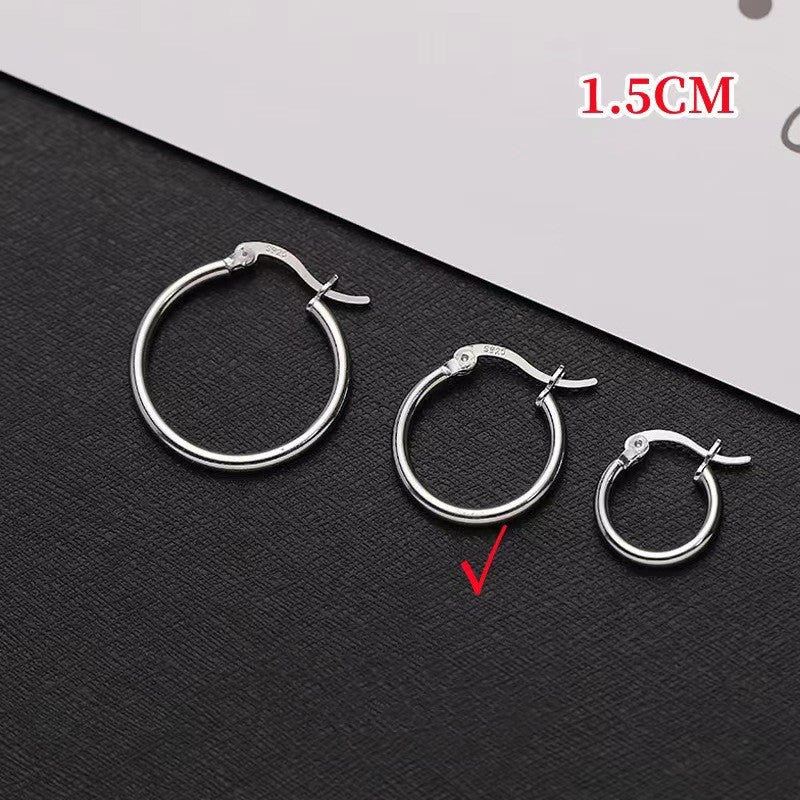 Sterling Silver Plain Hoop Earrings - 925