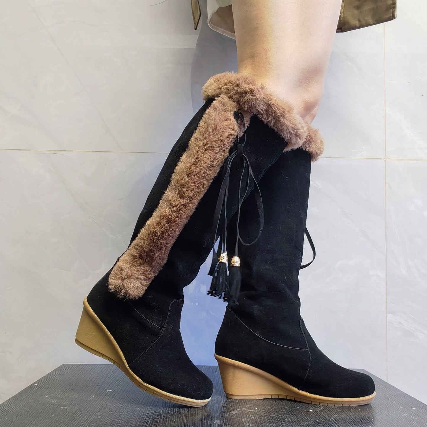 Winter Plush Long Boots For Women  - Combat Boots