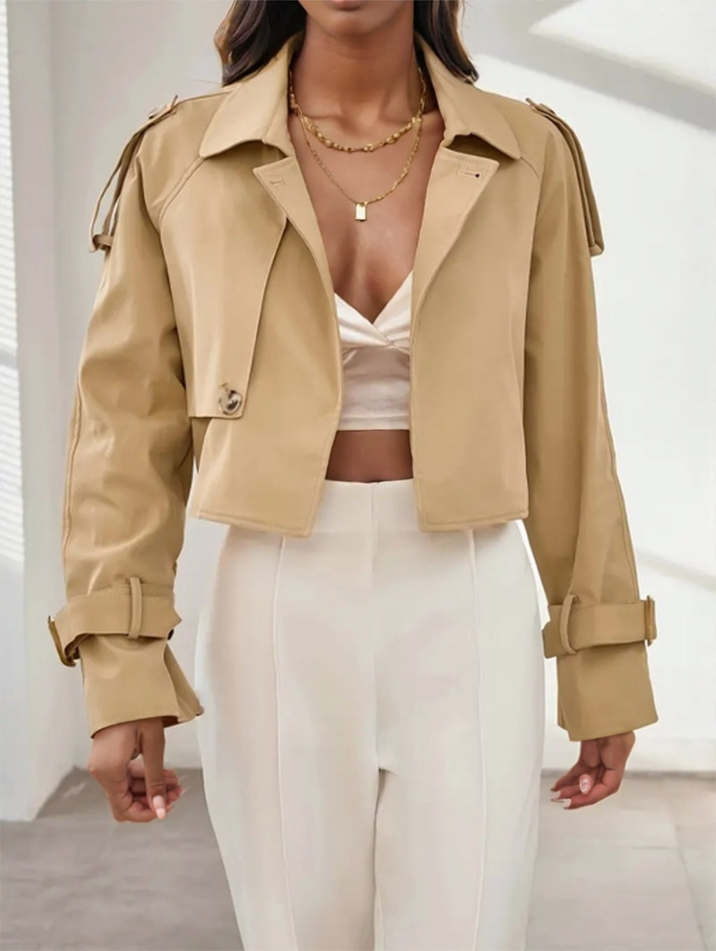 Long-Sleeve Non-Padded Short Jacket