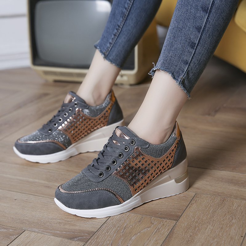 Hollow-Out Lace-Up Sneakers