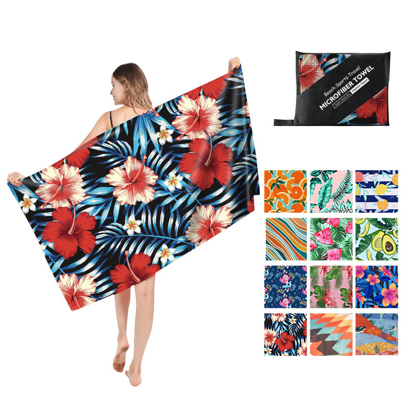 Printed Beach Towel - Microfibre Double-Sided Fleece Beach Towel