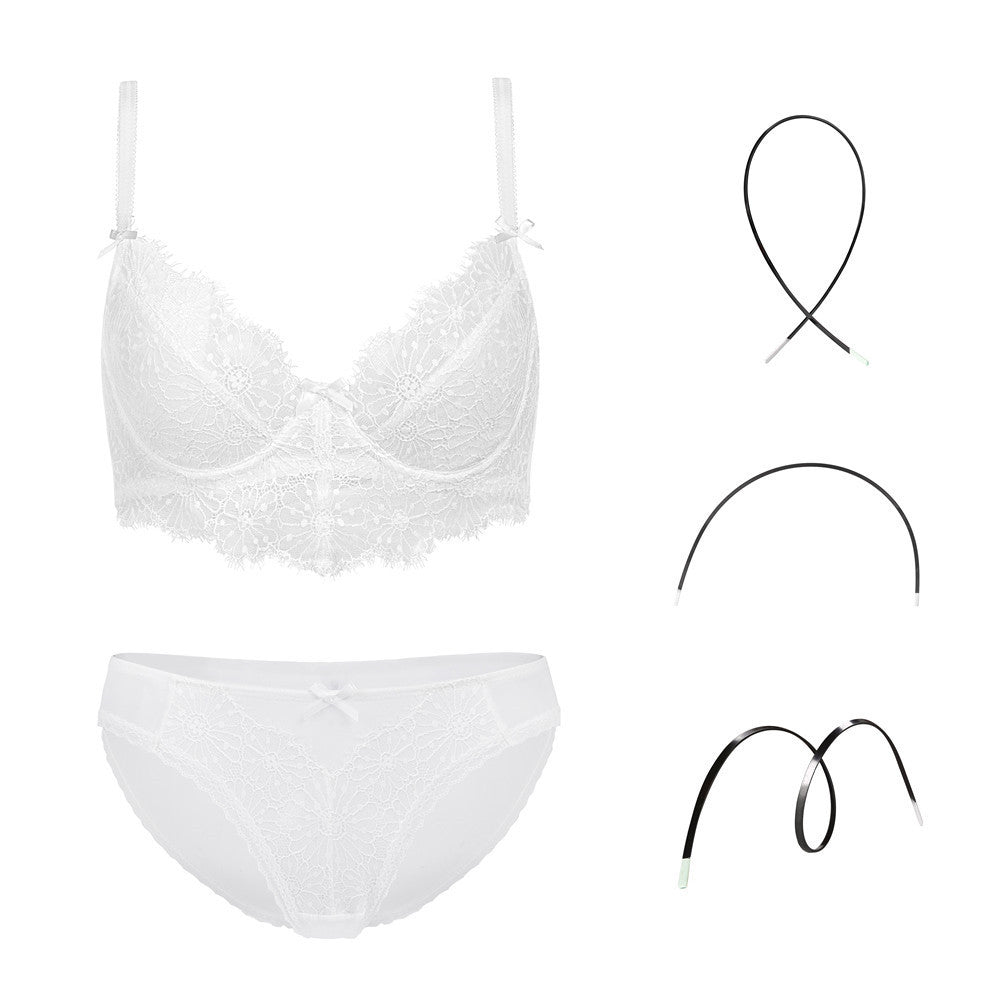 Transparent  Embroidery Bra & Panties Set