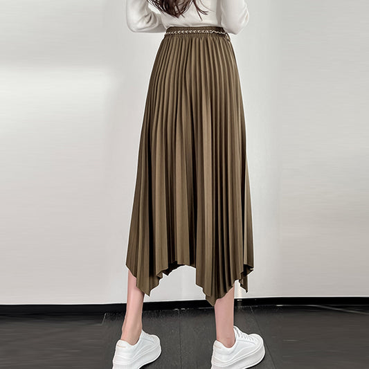 All-Match Velvet Pleated Skirt