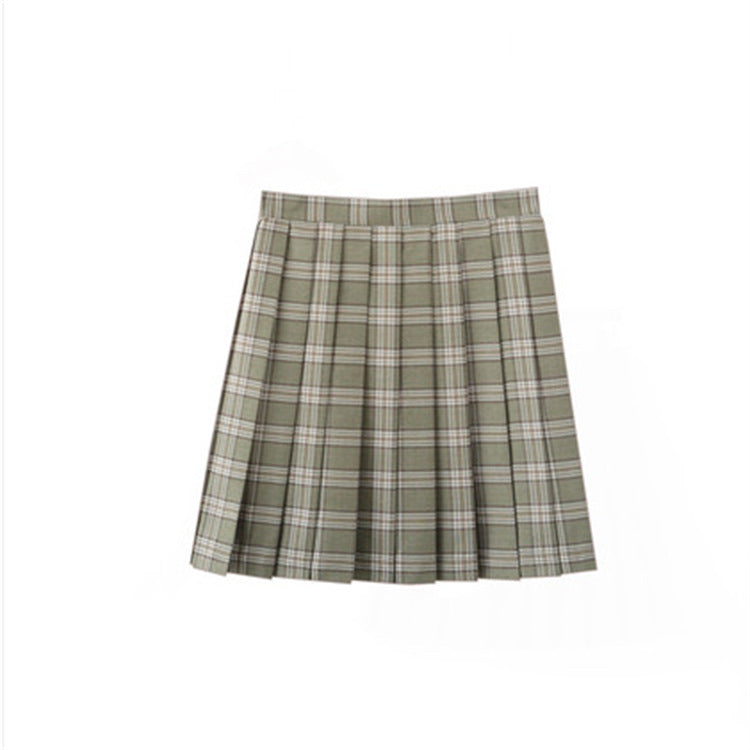 High-Waist Plaid Soft Pleated Skirt