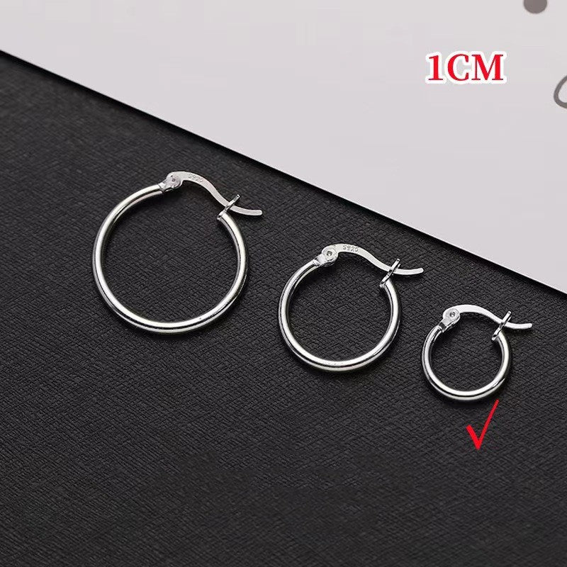 Sterling Silver Plain Hoop Earrings - 925