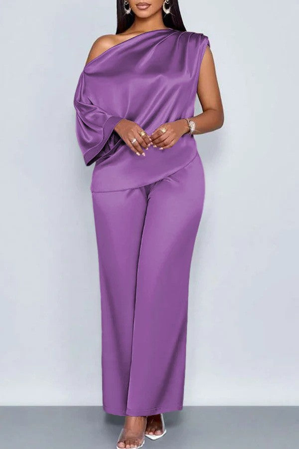 Satin Off-Shoulder Outfit