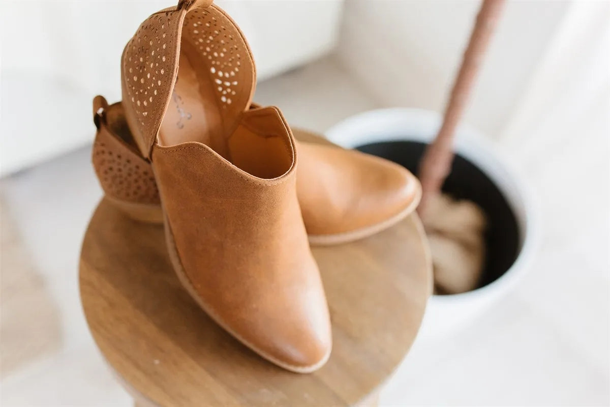 Perforated Slip-On Mid-Heel Shoes