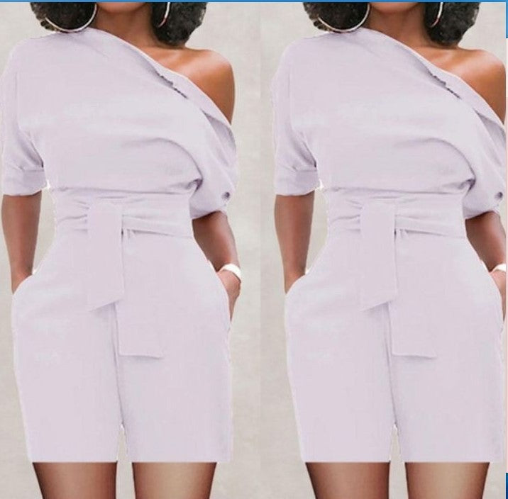 Shoulder-Button One-Piece Shorts Suit For Women