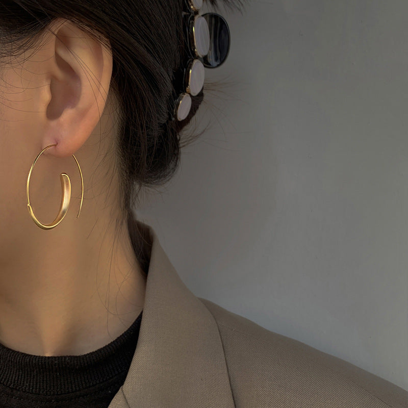 Korean Gold Matte Large Hoop Earrings