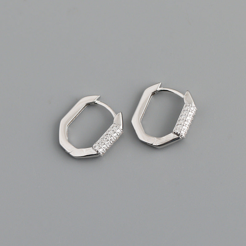 Women's Statement Electroplated Diamond Hoop Earrings