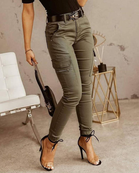 Women's Low-Waist Pockets Long Trousers