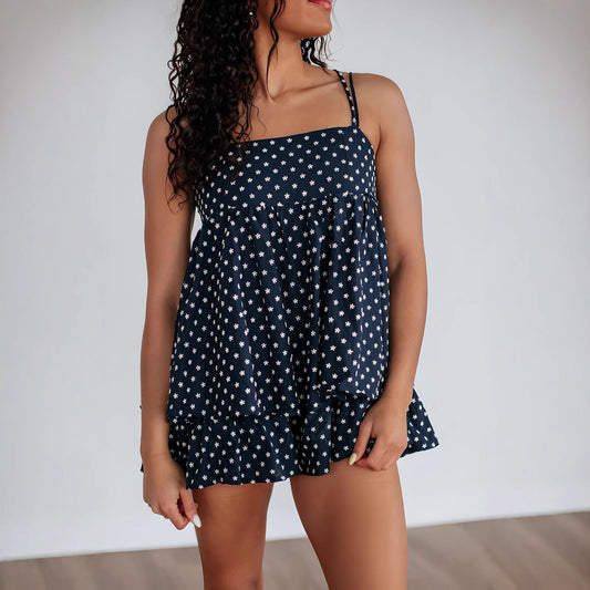 Printed Elegant Suspender Jumpsuit