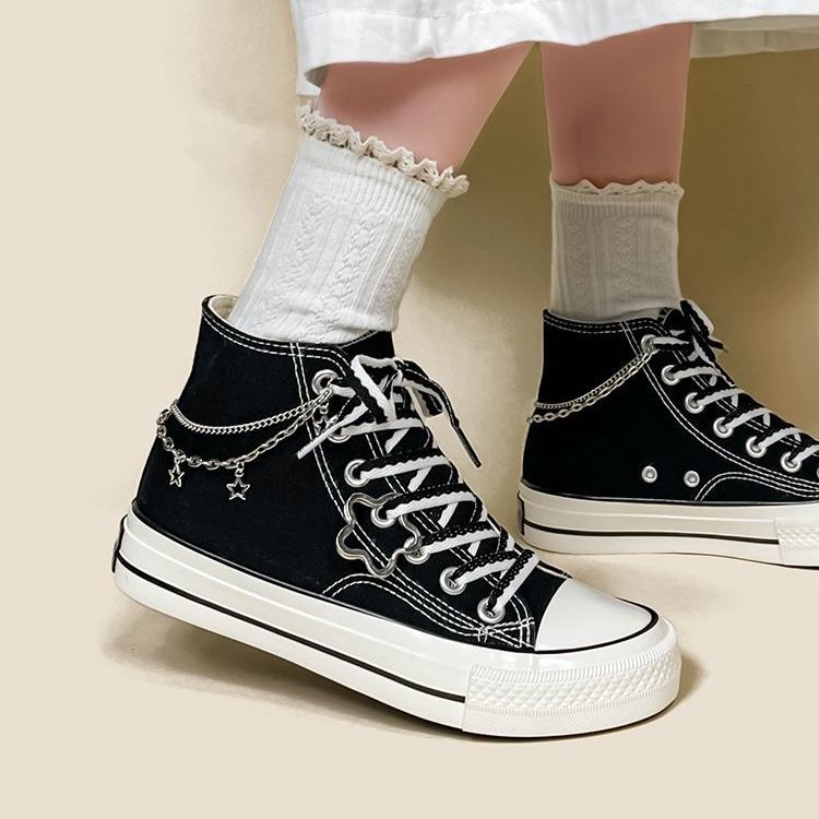 Star-Chain Canvas High-Top Shoes For Women