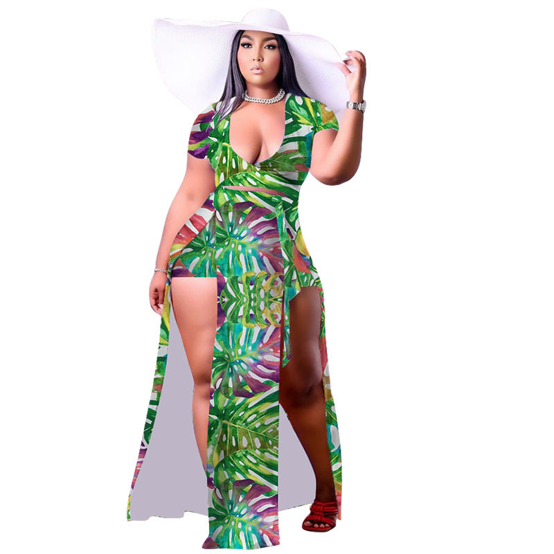 New Digital-Print Short-Sleeve Two-Piece Outfit