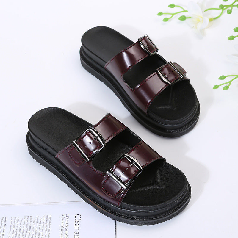 Double Buckle Platform Sandals