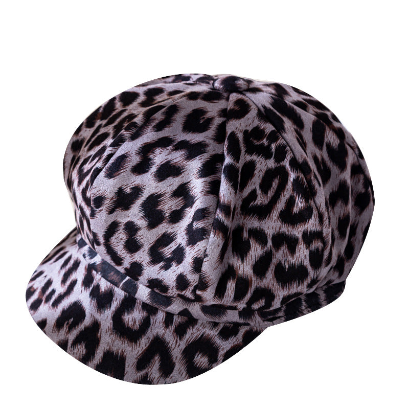 Women's Fashion Personalized Leopard Print Octagonal Hat