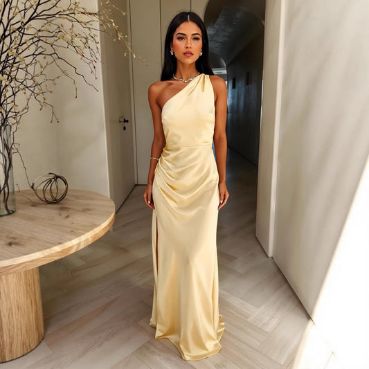 Off-Shoulder Split-Thigh Maxi Dress