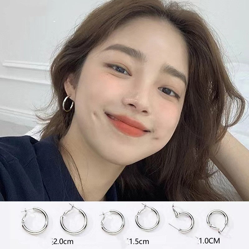 Sterling Silver Plain Hoop Earrings - 925