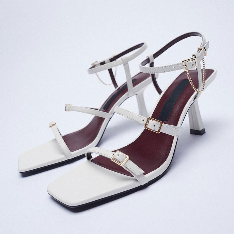 Chic Square-Head Buckle Stiletto Shoes