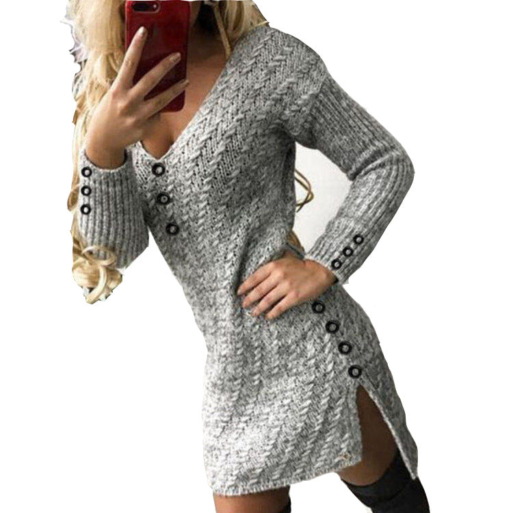 Cardigan-Style Solid-Colour Mini  Dress