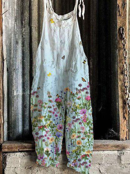 Sweet Little Print Retro Wide-leg Women's Jumpsuit
