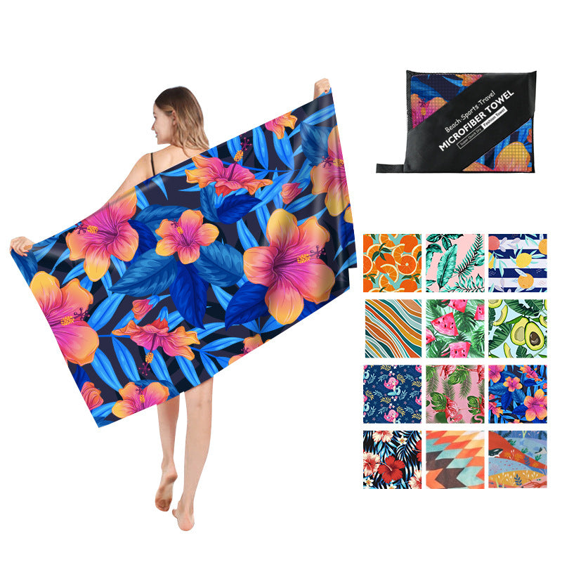 Printed Beach Towel - Microfibre Double-Sided Fleece Beach Towel