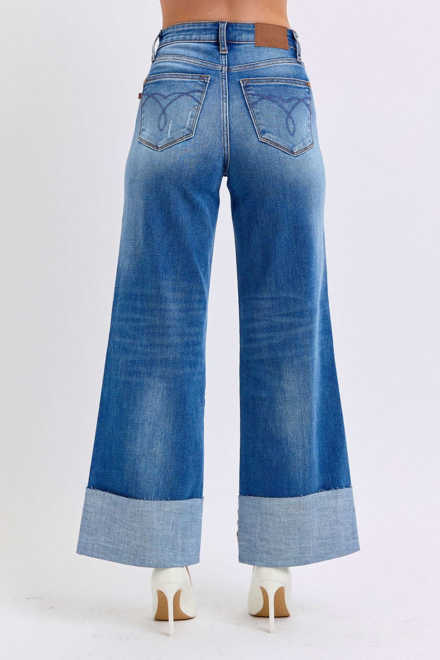 Distressed High-Waist Wide-Leg Jeans - US Only