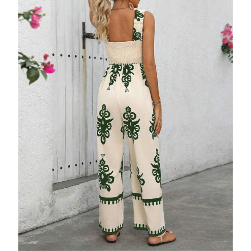 Boho Wide-Leg Jumpsuit With Pockets - US Only