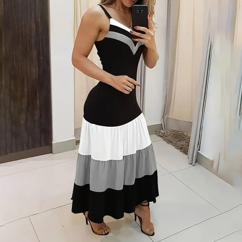 Colour-Block Spaghetti-Strap Maxi Dress - US Only