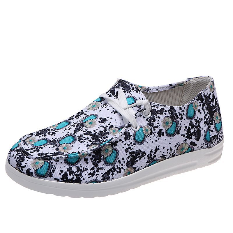 Sunflower Print Flat Casual Canvas Shoes