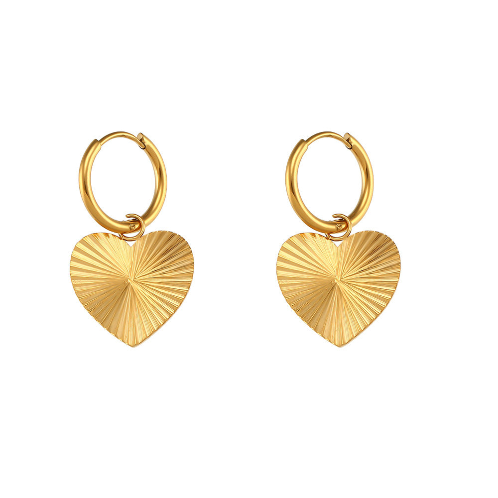 Gold-Plated Heart Flower Earrings