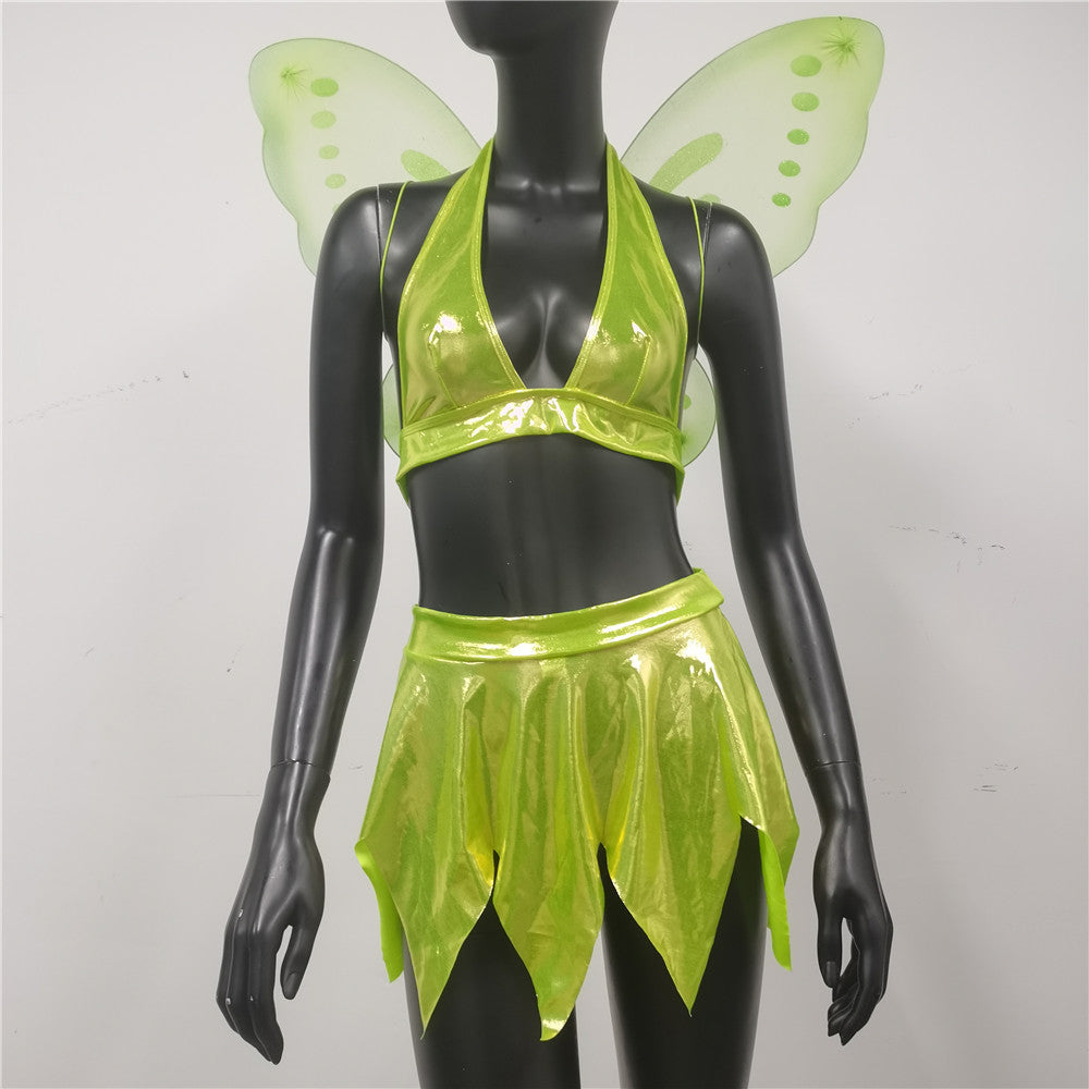 Lingerie Set - Emotional Cleavage Split Skirt + Wings