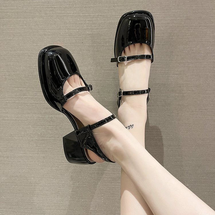 Thick-Heel Toe-Box Buckle Fashion High-Heel Sandals For Women