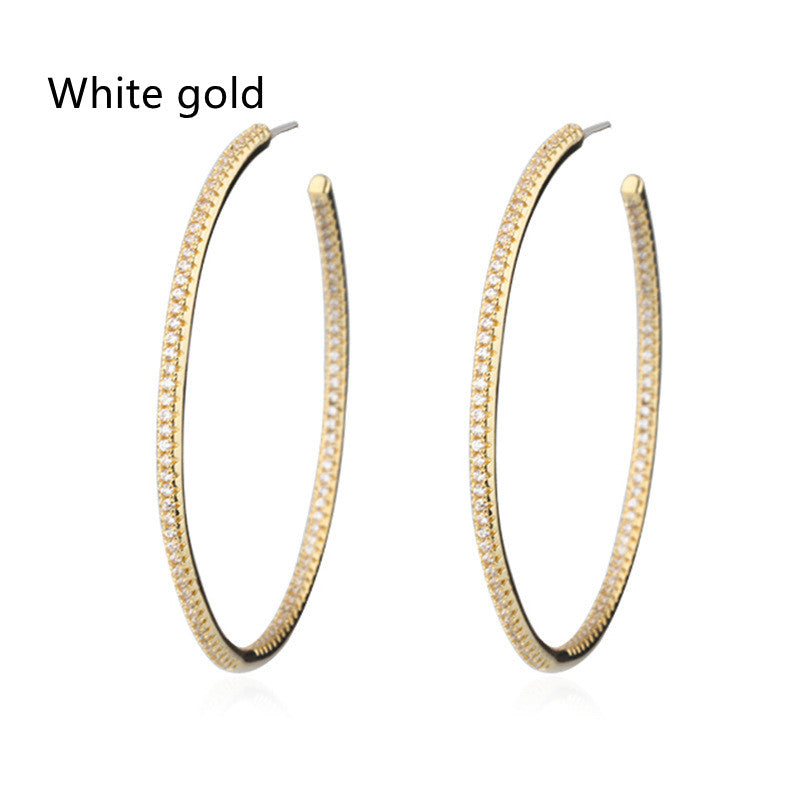 Sparkling Zircon Hoop Earrings