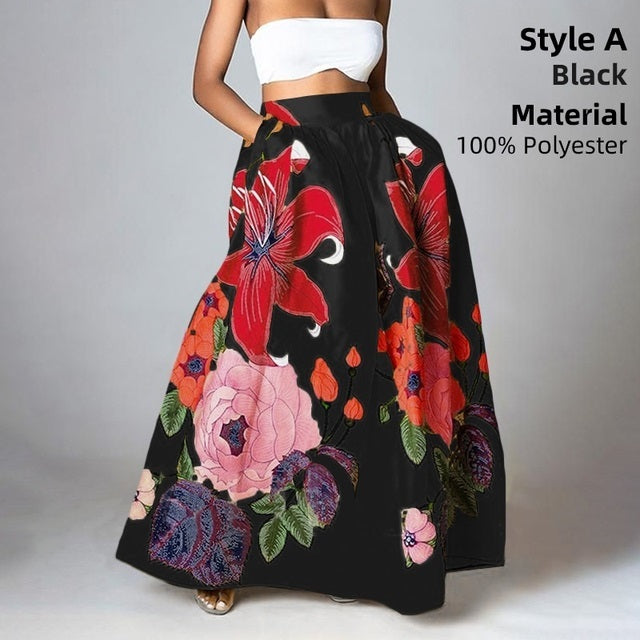 Floral Holiday Maxi Skirt